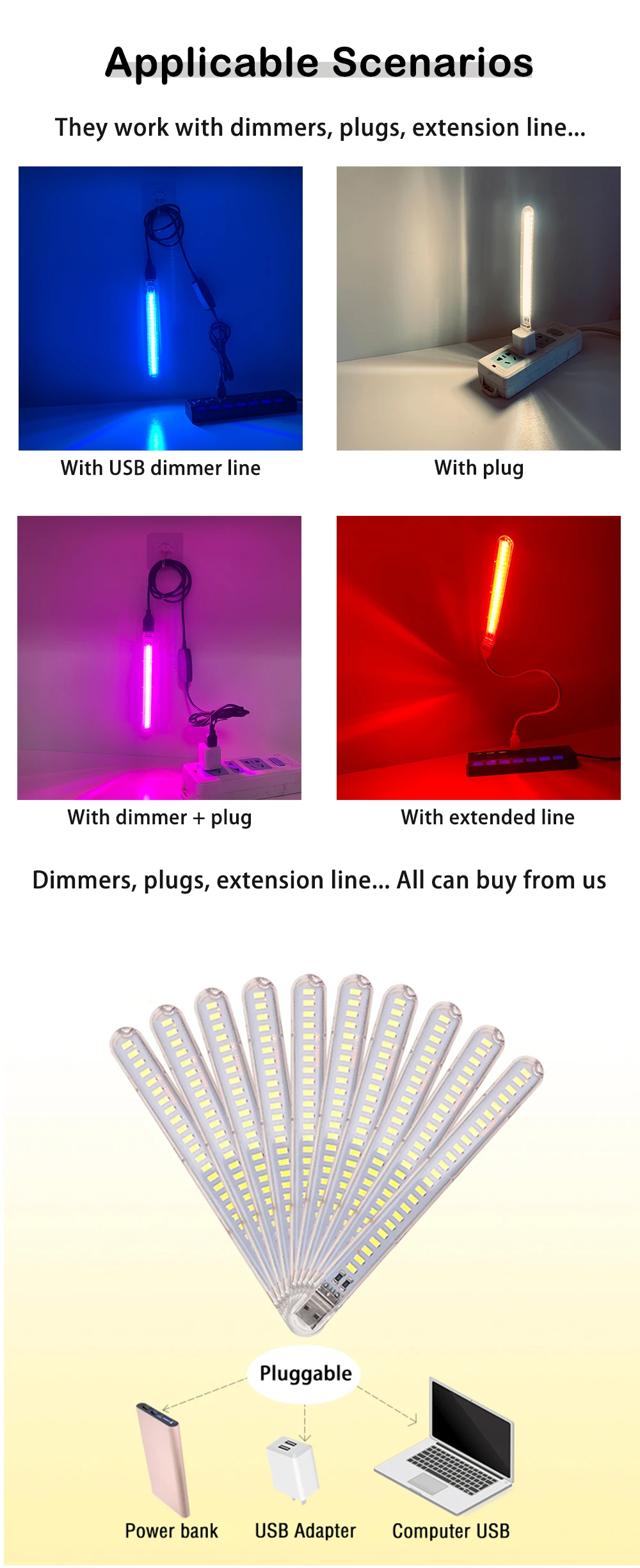 DC5V USB LED Night Light 24LEDs Colored Lamp Red Yellow White Blue Green Purple Pink Atmosphere Lights For Bedroom Decoration