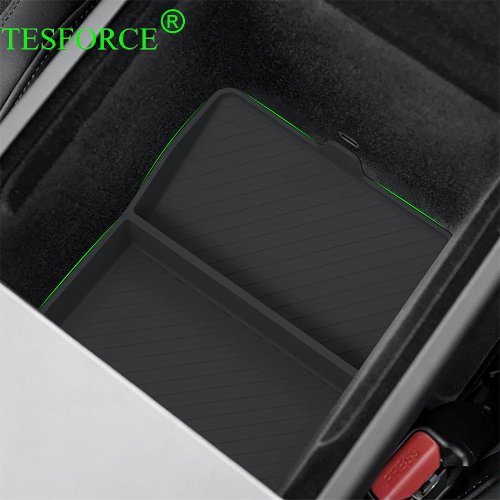 

For Model Y Standard 2025+ Lower Center Console Armrest Storage Box Anti-Slip Silicone Waterproof Stain-resistant Organizer Tray