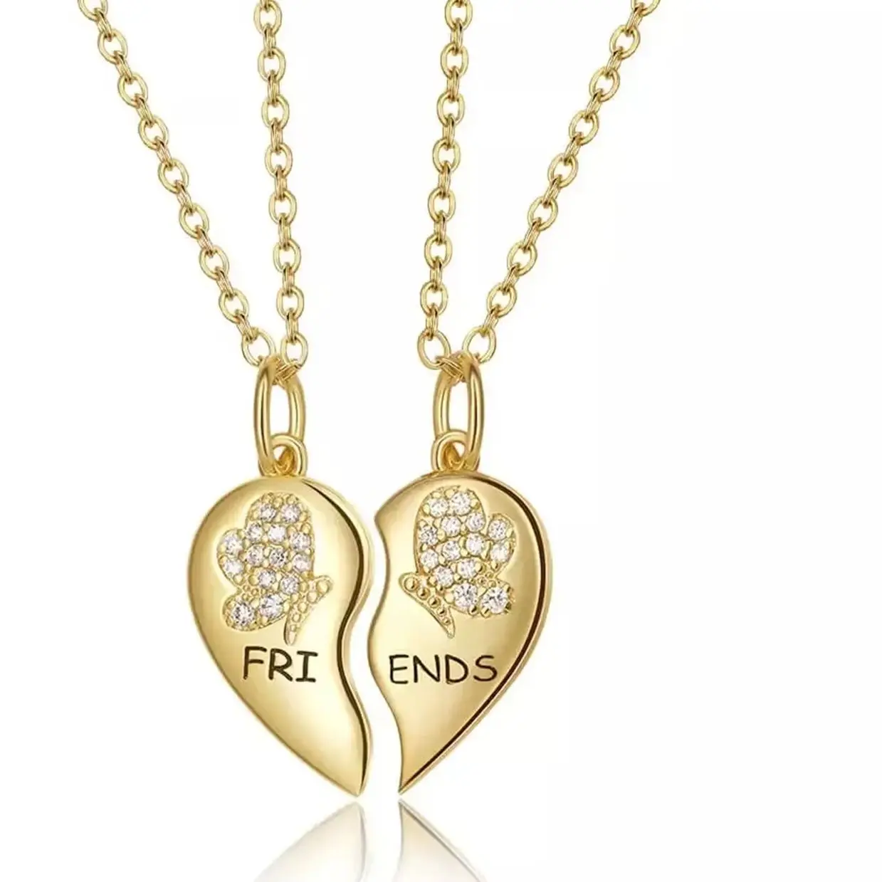

Personalized BFF Heart Necklace Custom Couple Chains Pendant Family Nameplate Engraved Name Jewelry Valentine's Day Gift ForGirl