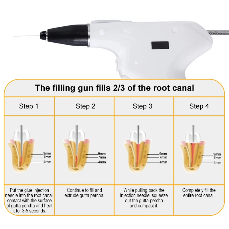 Dental Endodontic Gutta-percha Wireless 2 in 1 Filling Gun Percha Gutta Tips 3D Filling Tool Heating Temperature Dentist Tips