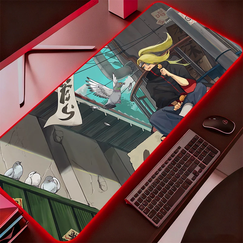 

LED Mouse Pad Naruto XXL PC RGB Desk Mat Gamer Office Backlight Carpet Keyboard Table Gaming Accessories Mousepad Durable