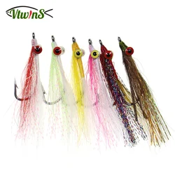 Vtwins 5PCS #4 - #2/0 Stainless Steel Hook Fly Clouser Minnow Bait Grayling Bass Pike Saltwater Artificial  Fly Fishing Lure