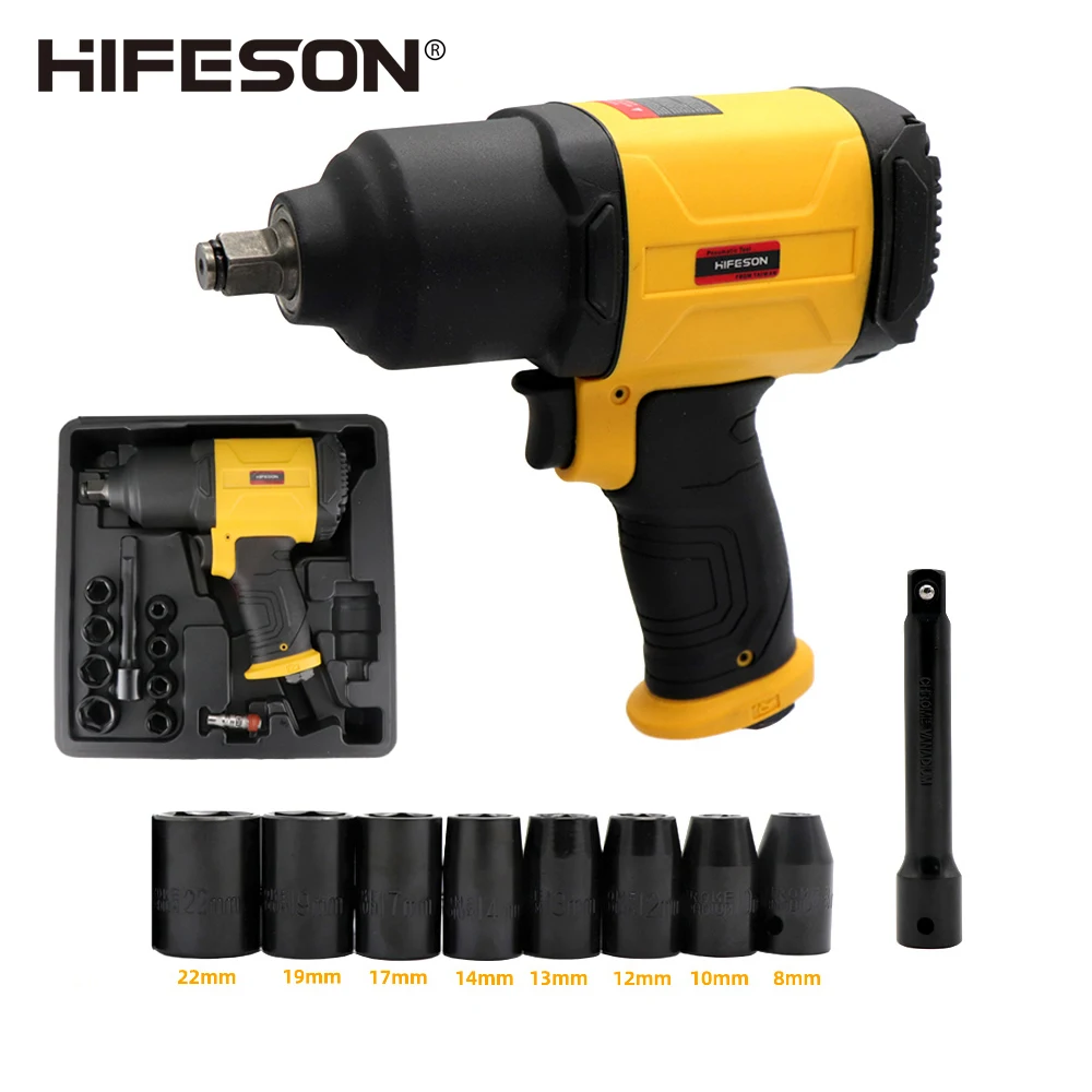 HIFESON 1/2 inch Impact Wrench Air Spanner Tire Pneumatic Tool For Car Repair Disassembly Strong Power High Speed Air Tool