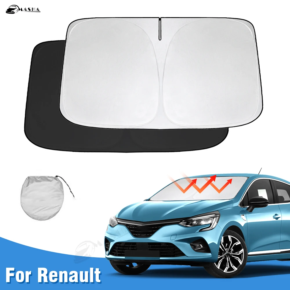 Windshield Sun Shade for Renault Clio 2 3 4 5 2012-2022 2023 Car Sunshade Cover Foldable Sun Visor Protector Blocks UV Rays