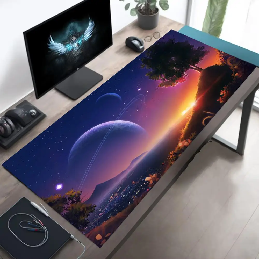 

Moon night view mousepad HD printed pc mechanical keyboard rubber anti-slip washable suitable for players and offices