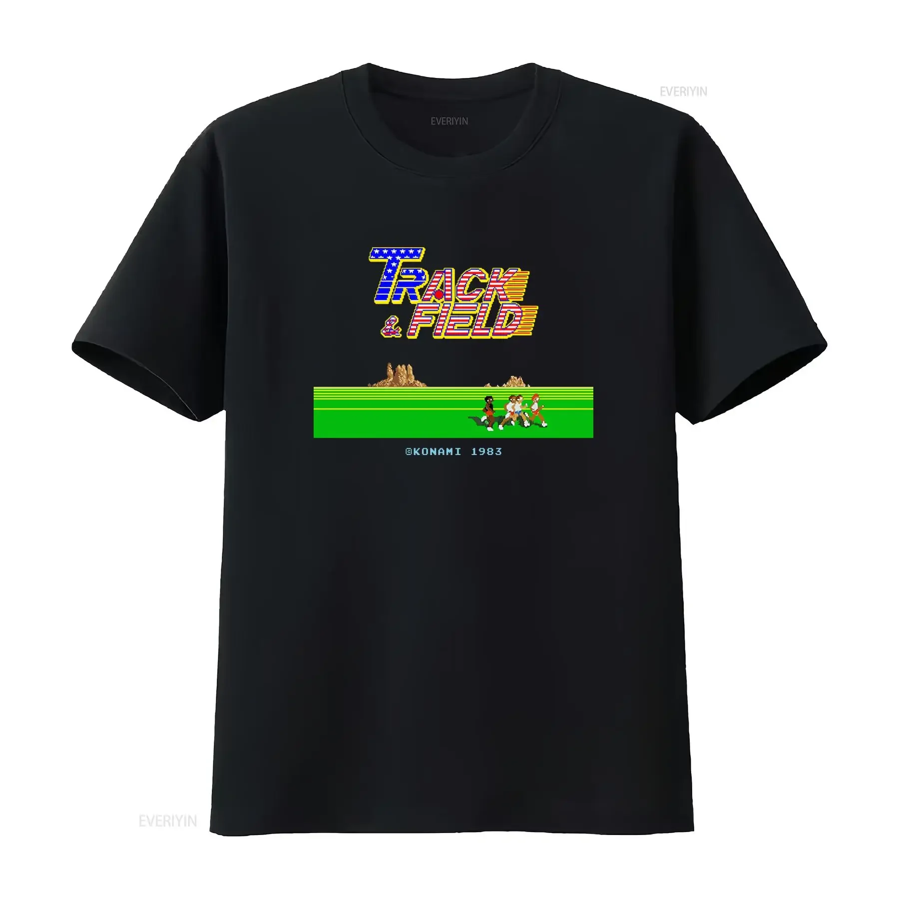 Nes 8 Bit Track Field Konami Video Game T Shirt Retro Gaming Design 2Xl vintage Washed Slightly homme Stretched Versatile