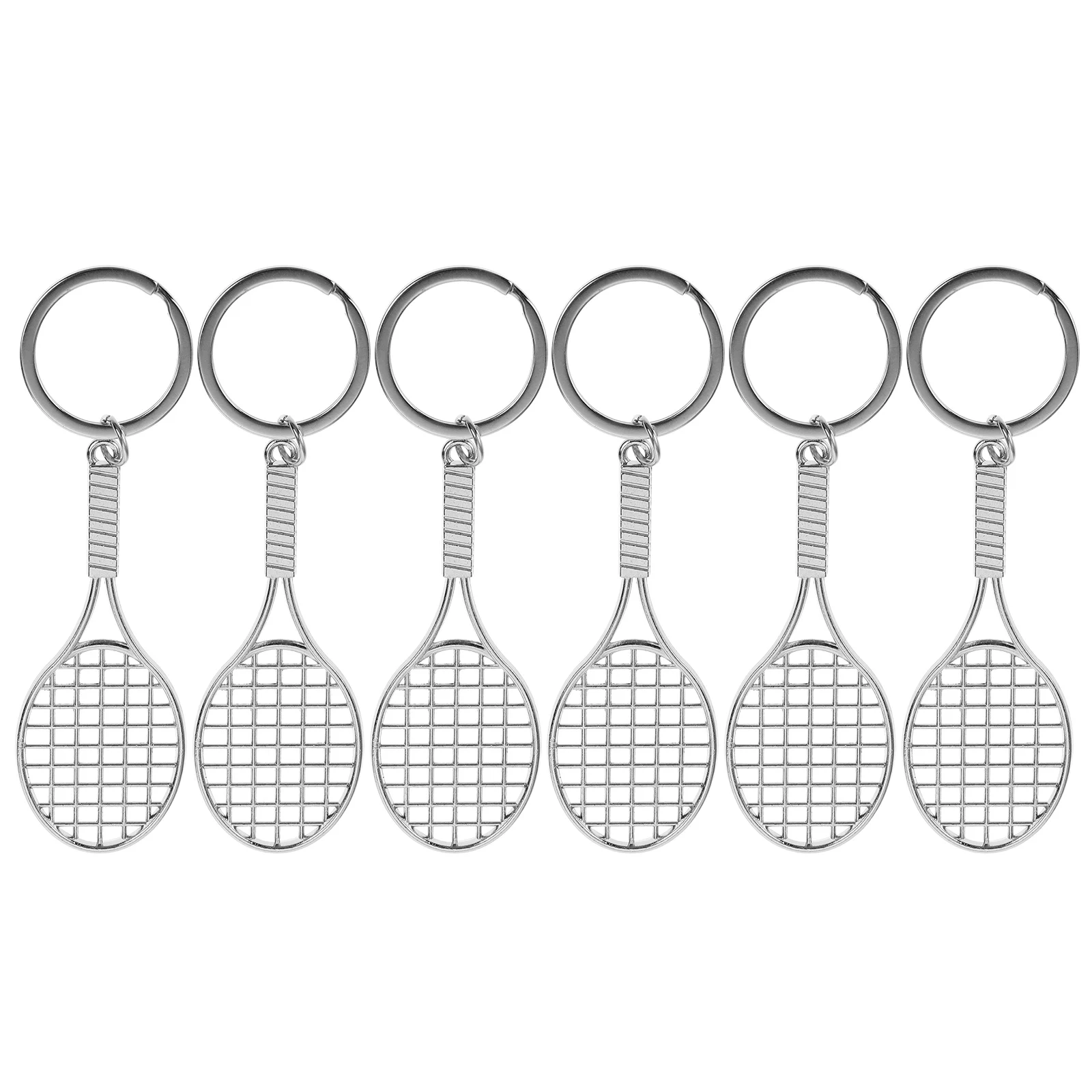 

6pcs Keychains Mini Keychain Simulation Tennis Racket Charm Pendant For Women Men Sports Lover Souvenir Key Ring Bag