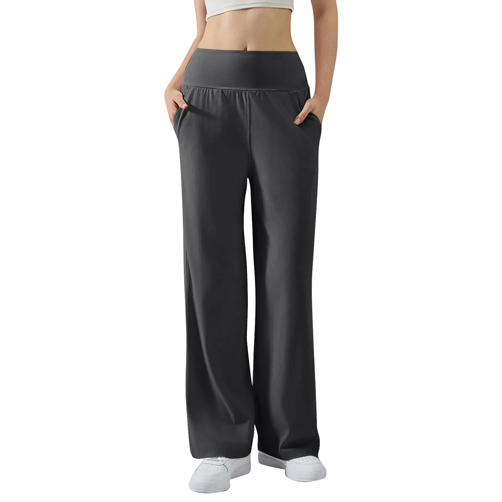 

Women's Elastic Baggy High waist Yoga Pants Summer Sports Lifting Hip Micro Flared Trouser Loose Dance Leggings Solid sweatpants