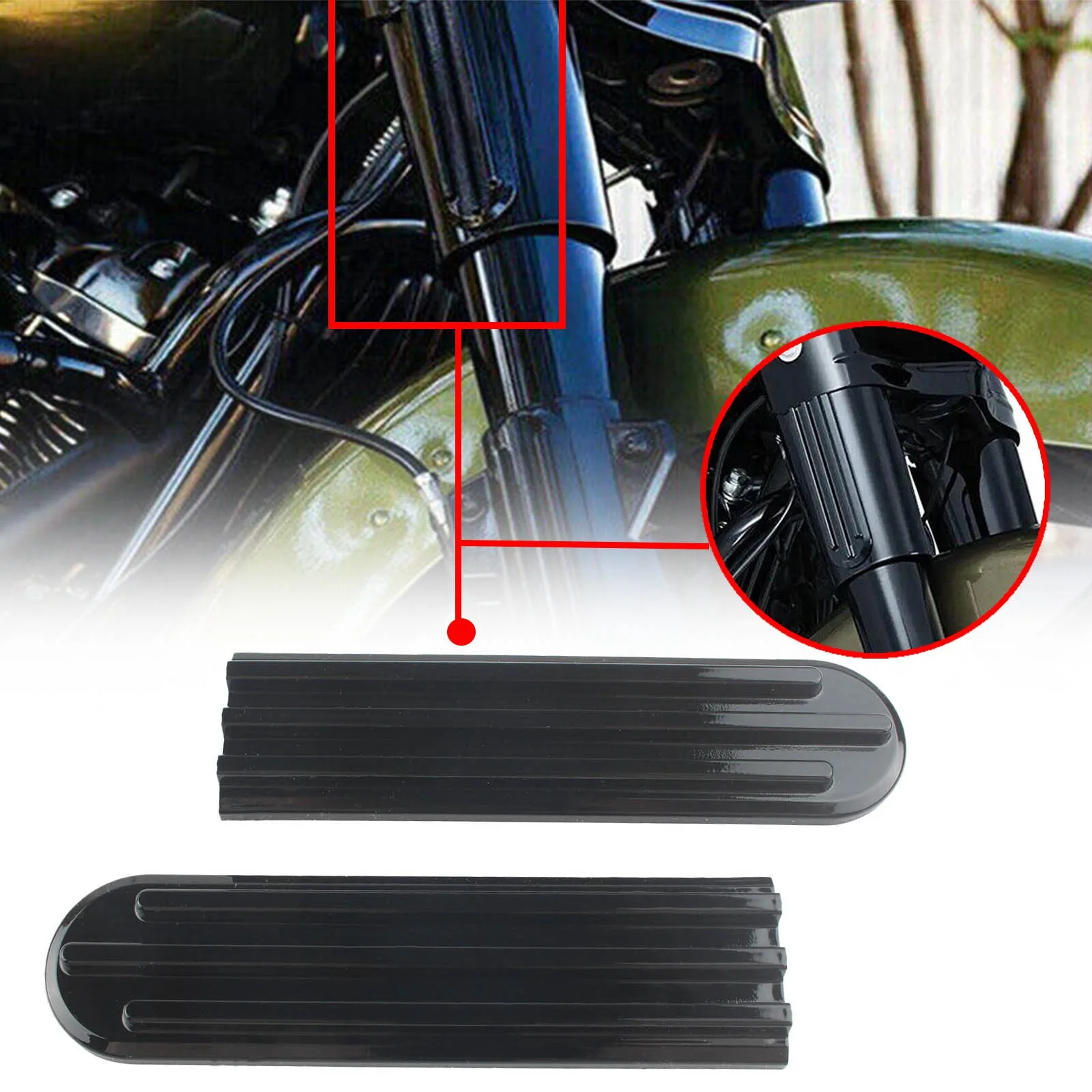 For Harley '14-'22 Electra Glides Road Glides Road Kings Street Glides & Trikes Upper Fork Slider Accents Black