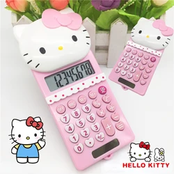 Sanrio Hello Kitty Mini Calculator Cartoon Push Cover Counter Student Anime Stationery School Supplies Financial Accounting Tool