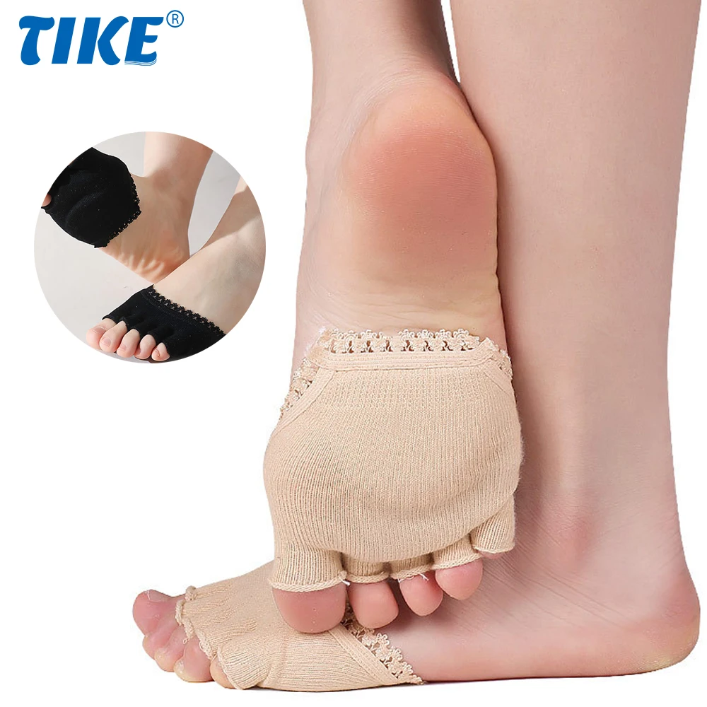 1 Pair Half Palm Breathable Non-Slip Sweat Absorbing Toe Separator Elasticity Five Finger Socks Pads Bunion Foot Care Insoles