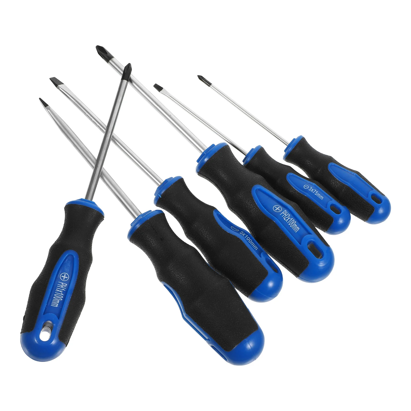 

6pcs Magnetic Screwdriver Set Iron Plastic Material Rust-Resistant Long Handle Hand Tool For Home Office Car Repair Portable