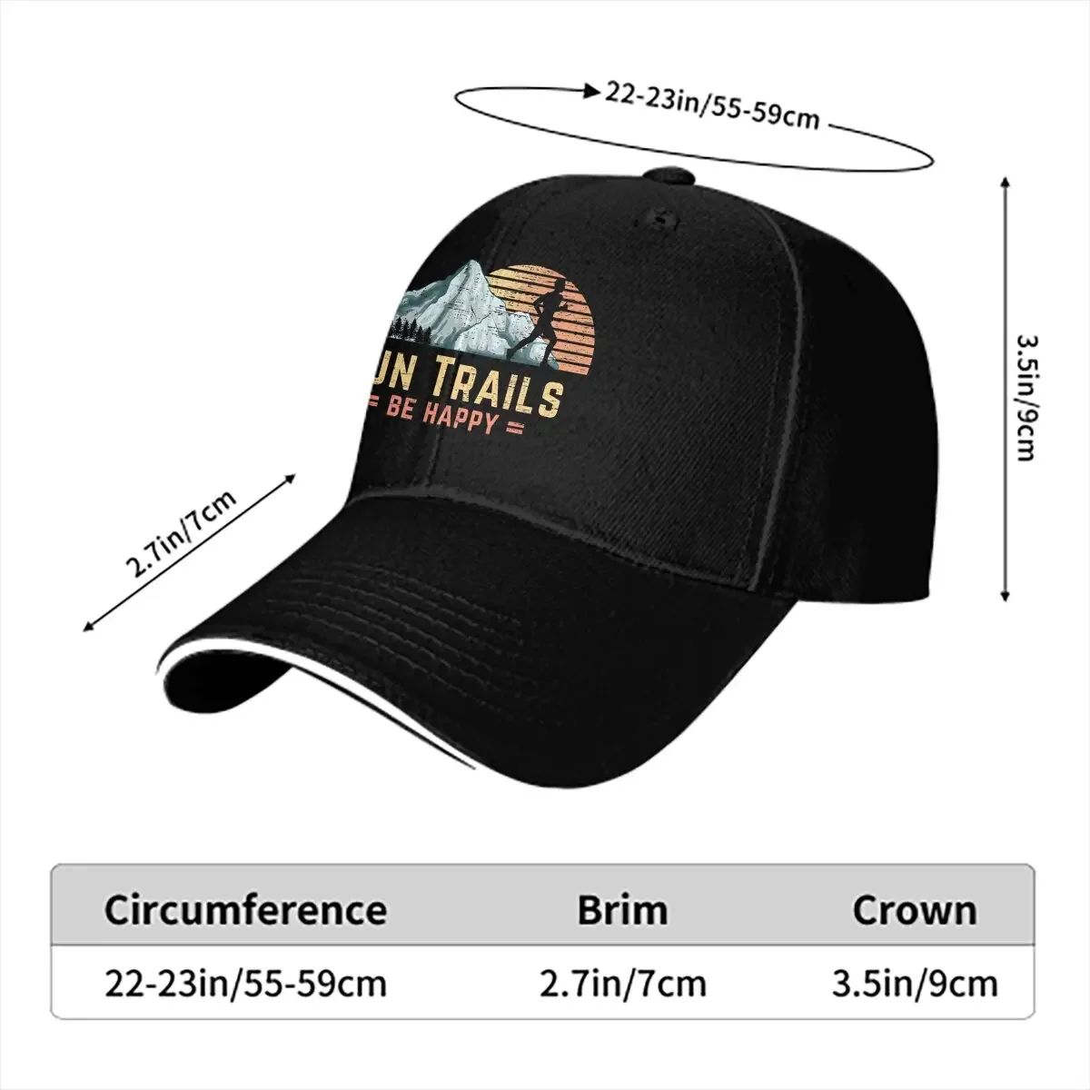 Hiking Multicolor Hat Peaked Men's Cap Run Trails Be Happy Mountain Runner  Trail Running Personalized Visor Protection Hats