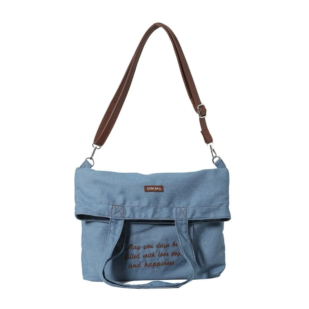 

Retro Letter Embroidered Crossbody Bag Large Capacity Solid Color Shoulder Bag Underarm Handbag Work