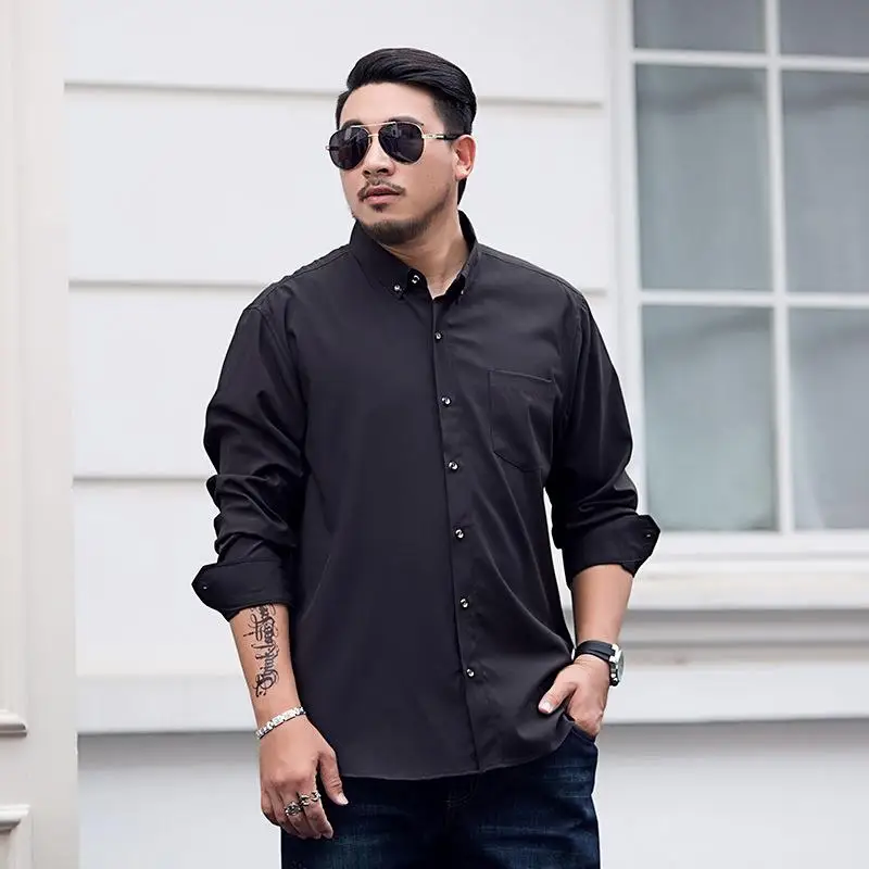 

Oversized Long Swedi irt for Fat Men Loose Fit Thi Spring Autumn Color Button down Collar M Faion irt
