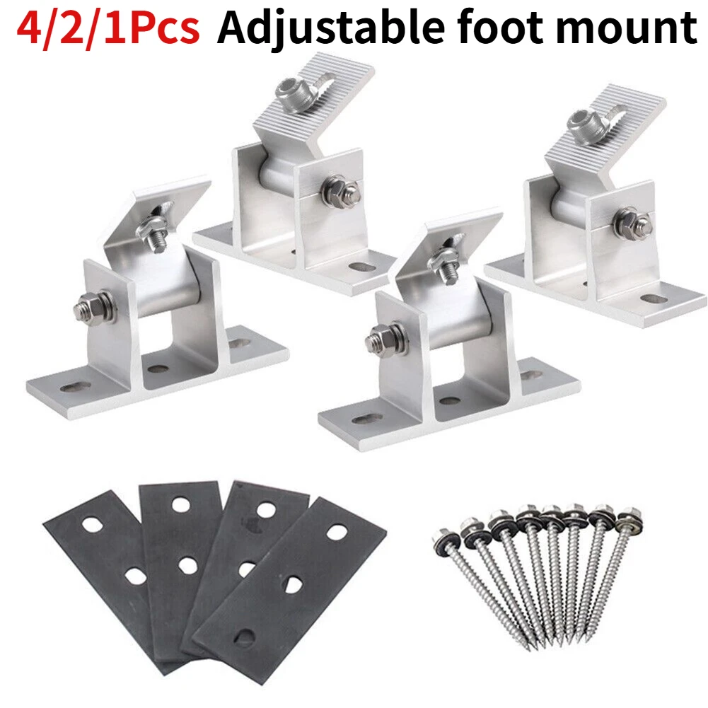 

4/2/1Pcs Solar Panel Mounting Module Brackets Mounting Adjustable Bracket Aluminum Assembly Roof Flat Photovoltaic Support