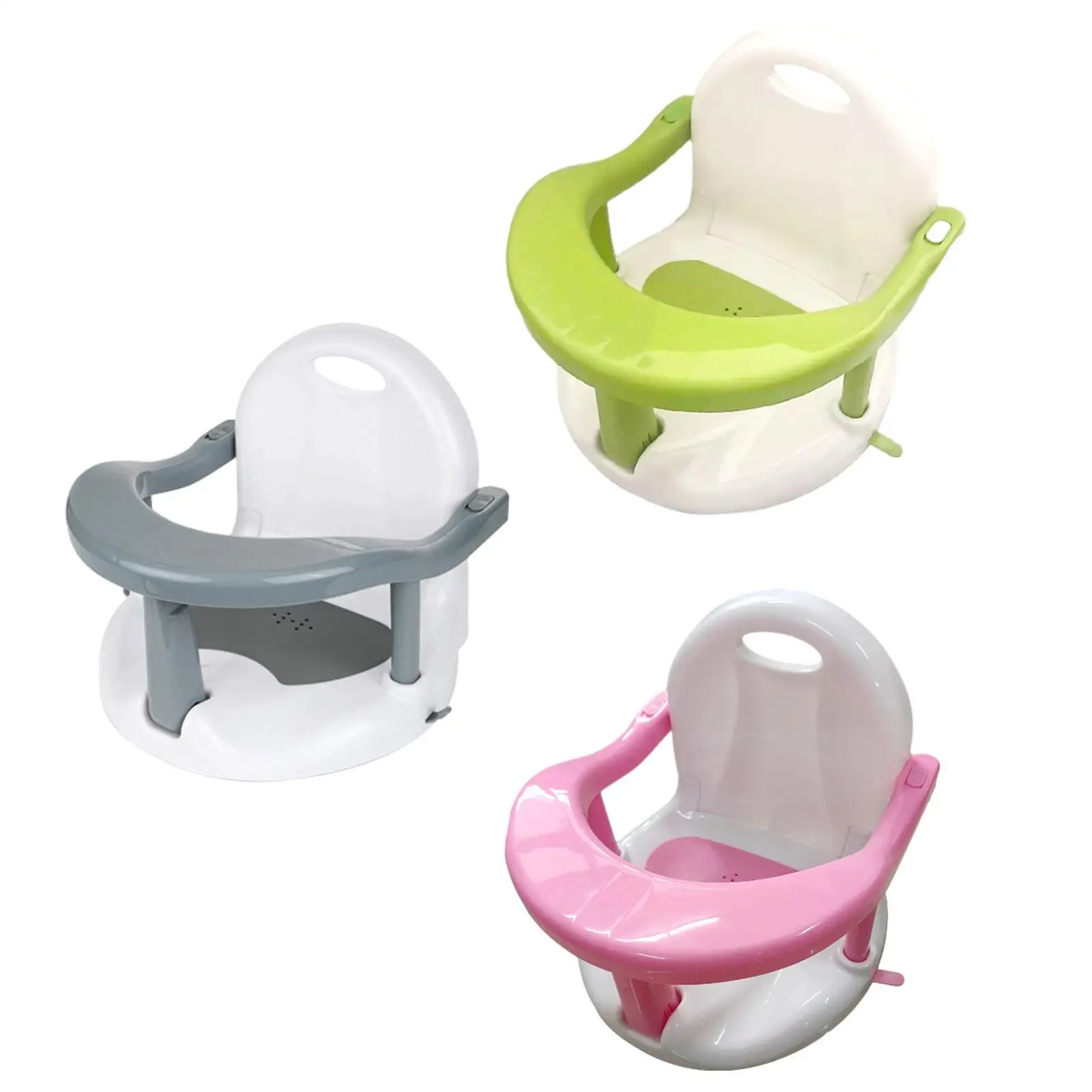 Baby Bath Tub Seat Bathroom Drainage Hole Non Slip Bath Tub Seat Suction Baby Sitting for 6 Month & up Newborn Babies Gift Kids