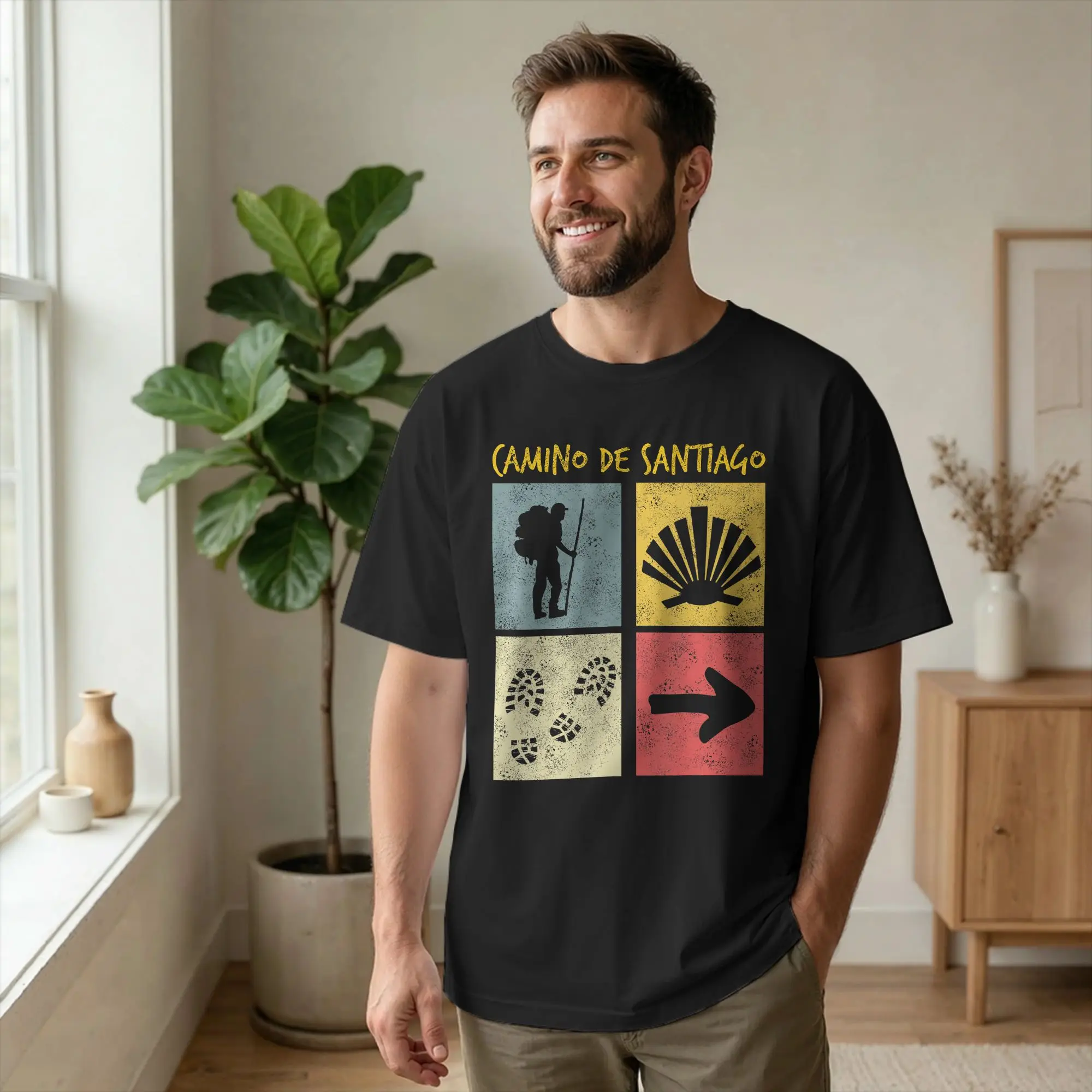 Camino de Santiago, Camino de San James, camisetas para hombre, camisetas vintage Buen Camino, camisetas de manga corta con cuello redondo, mercancía de verano de algodón