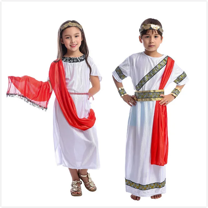 

Детский косплей на Хэллоуин, древний римский костюм для мальчика, средневековый костюм в римском стиле для девочек, детская этническая сценическая одежда