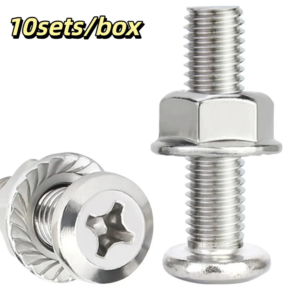 

Набор болтов с фланцем под крестообразный шлиц из нержавеющей стали 304 (M6, M8) и стандартных гаек с крестообразным шлицем