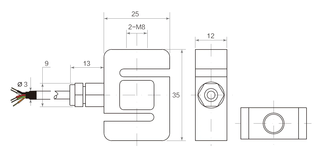 LFS-01 Industrieller Stress-Strannungsmesssensor, hochpräzise S-Typ-Edelstahl-Wägezellen, 0–200 kg Kraftkapazität