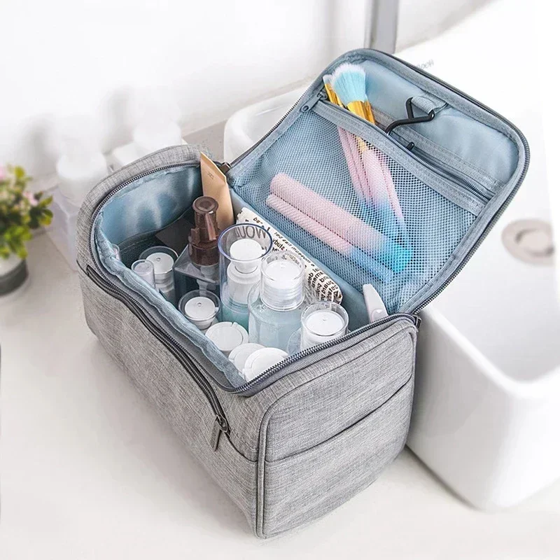 Waterproof Hook Up for Women Cosmetic Bag Travel Organizer Men Makeup Bag Make Up Case Bathroom Toiletry Pouch Wash Neceser