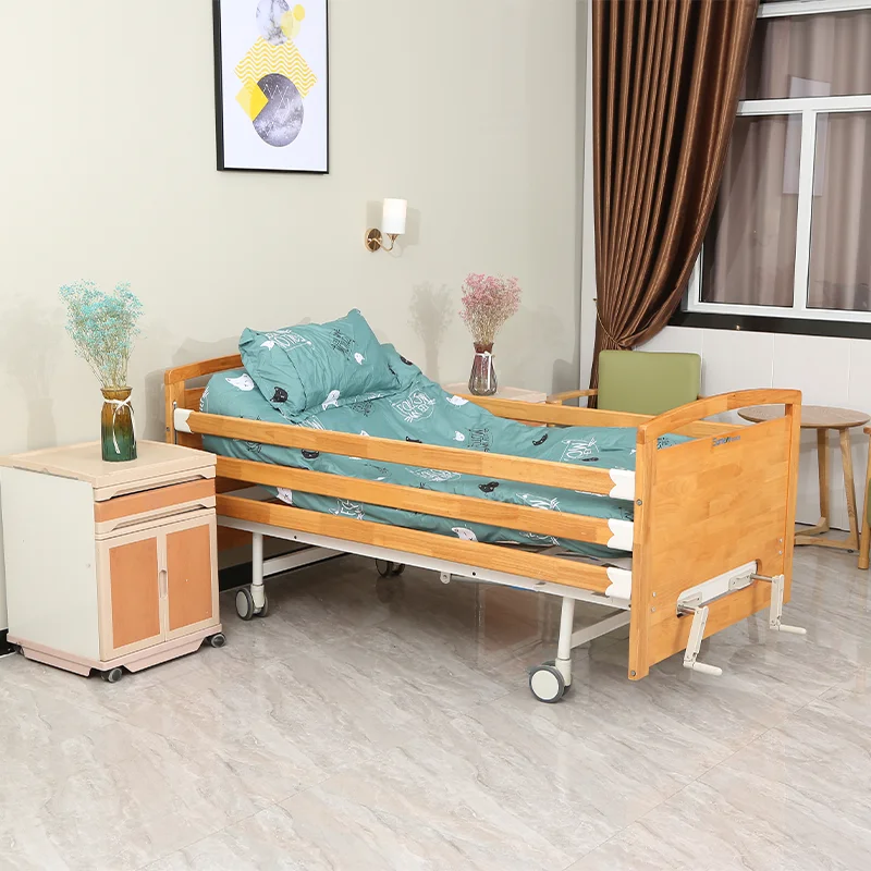 منتجات العناية بالمسنين، مسند ظهر يدوي قابل للتعديل، سرير طبي خشبي مستعمل مع مرحاض #5