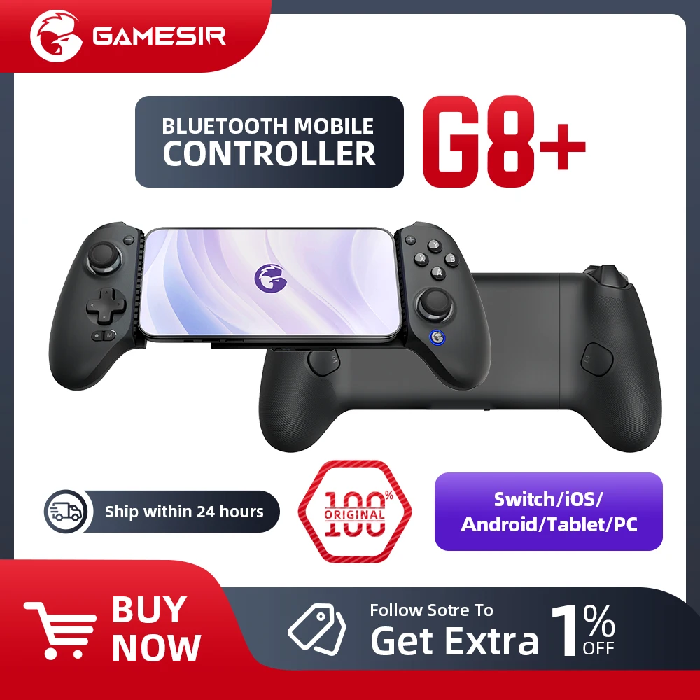 New GameSir G8 Plus Bluetooth Gamepad Mobile Controller with Hall Effect Joystick For NS PC Android Phone Cloud Gaming Custom