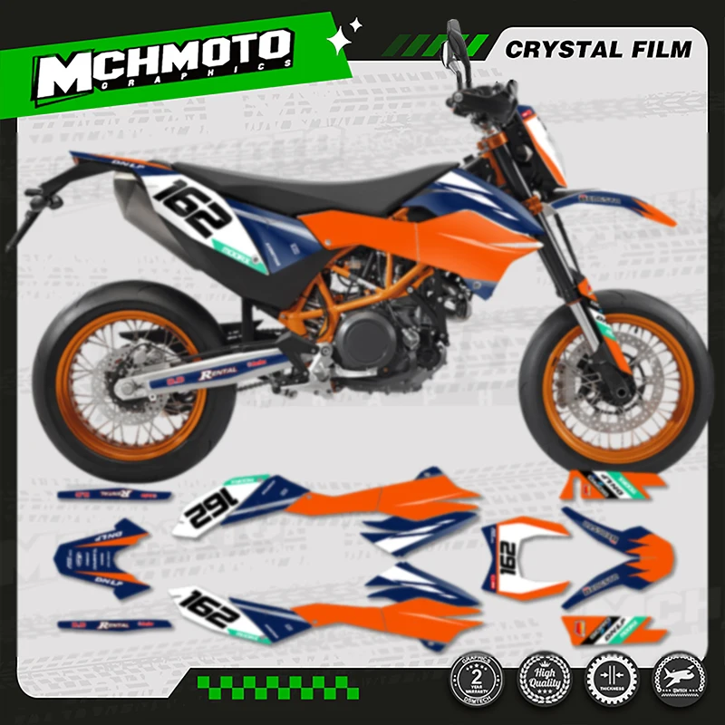 MCHMFG ل KTM SMC-R 690 2012-2018 دراجة نارية الرسومات خلفية الشارات ملصقات بمادة لاصقة أطقم رقم اسم مخصص #3