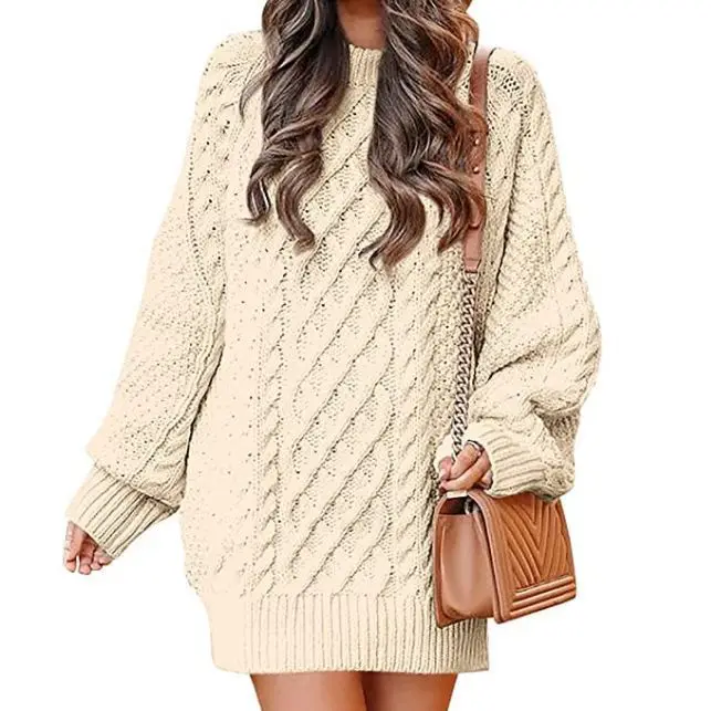 New Knitted Women's Pullover Sweater Loose Fit Half Polo/turtle Neck Solid Color European American