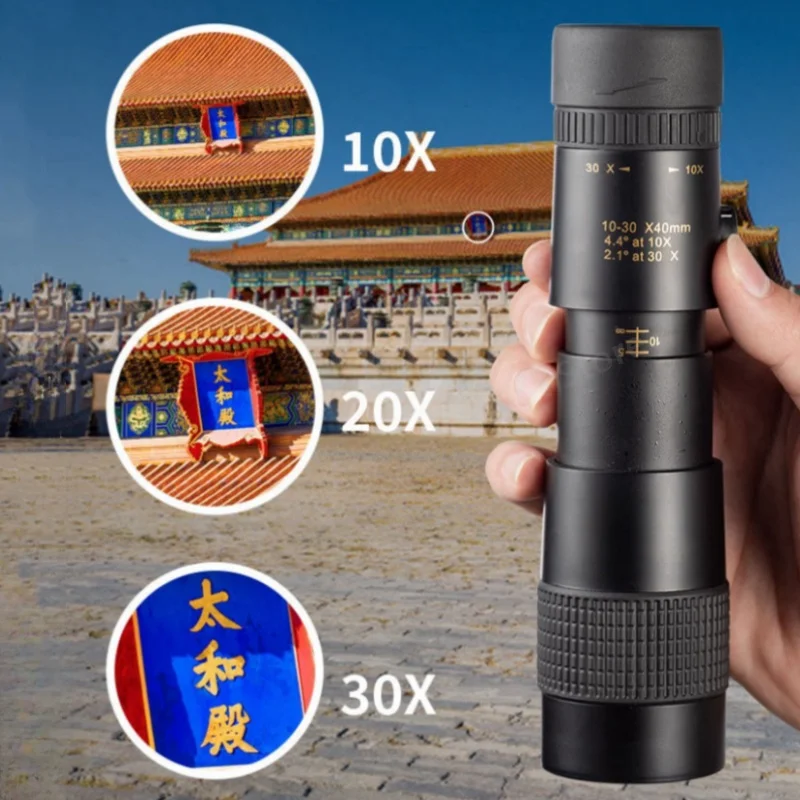 

10-300x40 high-definition monocular telescope for outdoor hunting and camping with remote zoom and tripod phone holder