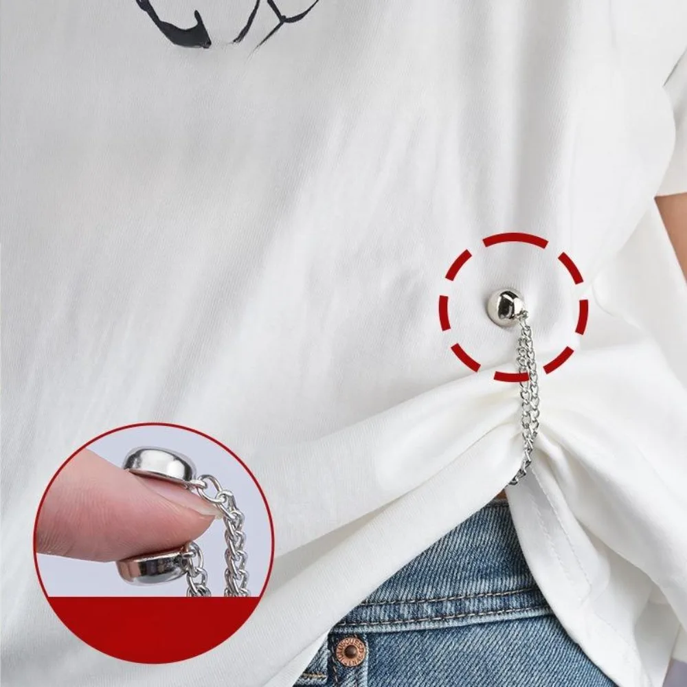 2pcs Exquisite Magnetic Clothing Clip Multi-Function Cuff Fixing Chain Brooch Buckle Alloy Metal Buttons Clip For Hijab Scarf