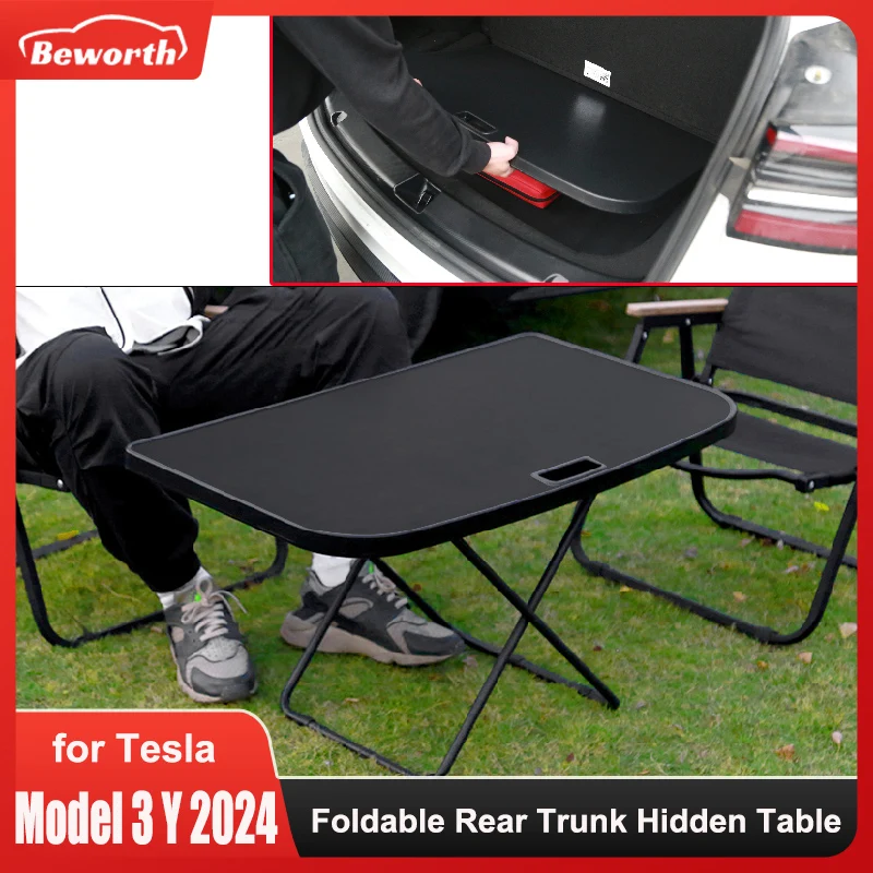 for Tesla Model 3 Highland 2024 Camping Table for Tesla Model Y Portable Foldable Rear Trunk Desk Outdoor Rest Camping Travel