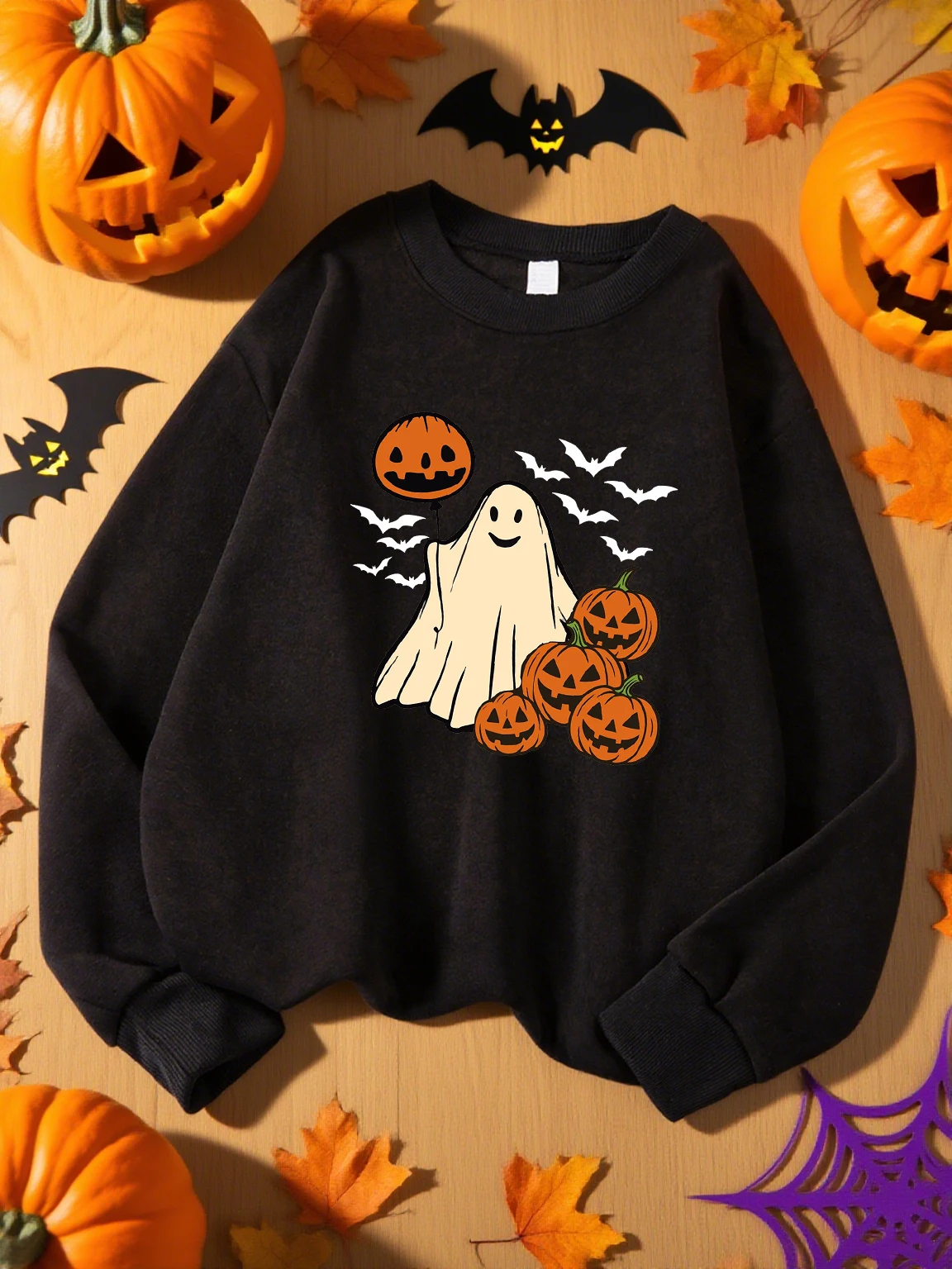 اليقطين بالون الشبح والخفافيش نمط البلوز امرأة الرياضة Y2K أعلى الخريف ملابس رياضية غير رسمية فضفاضة الهيب هوب بلوزات #1