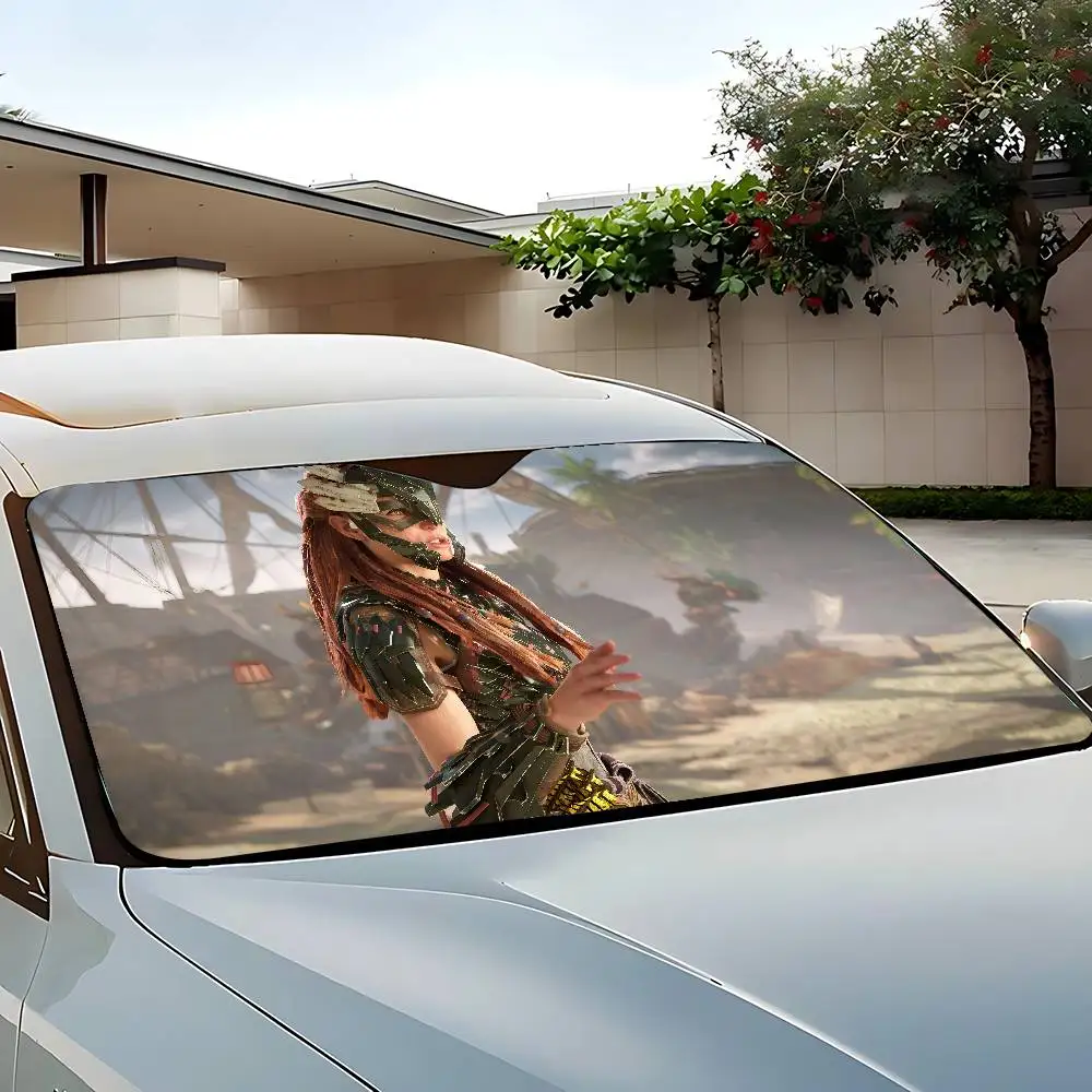 H-Horizon Forbidden West Car Sunshade 130x70 سنتيمتر سيارة ظلة غطاء الزجاج الأمامي UV حماية السيارات قناع اكسسوارات للسيارات #3