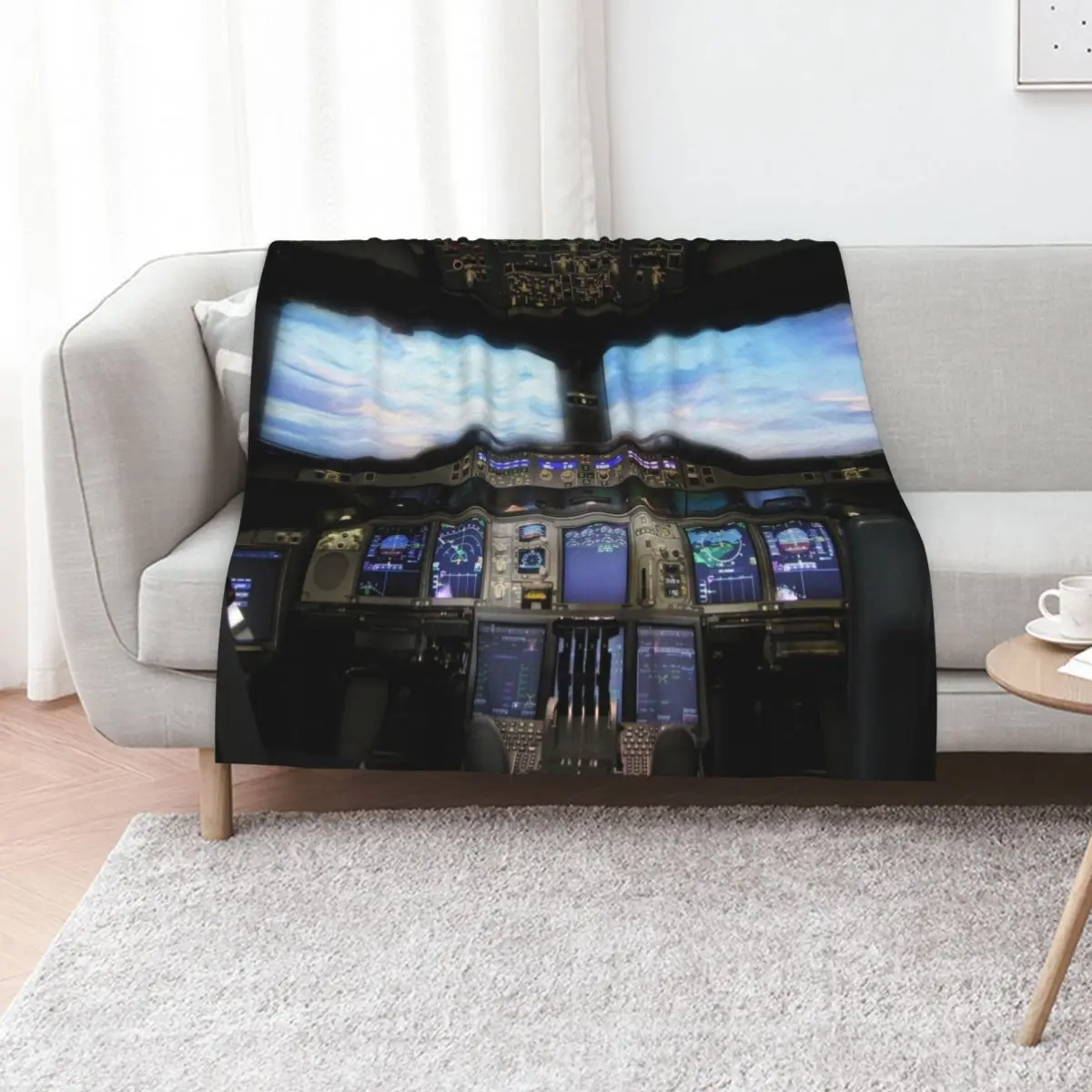 Airbus A380 Cockpit Throw Blanket christmas gifts Picnic Furry Decoratives anime For Decorative Sofa Blankets