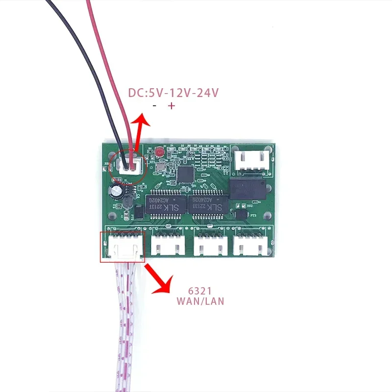 Interruptor rápido mini 5 portas ethernet tap switch 10 / 100mbps interruptor de rede hub placa de módulo pcb para módulo de integração de sistema