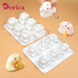 Dorica 6 Holes Hamster Silicone Mousse Mold Handmade Soap Candle Model Chocolate Pudding Cake Decorating Tools Kitchen Bakeware