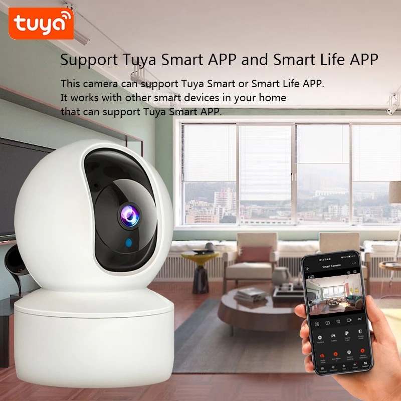 Indoor human detection network camera, night vision device,WiFi,baby monitor, pet,Tuya security system, 1080P,360 degree rotatio