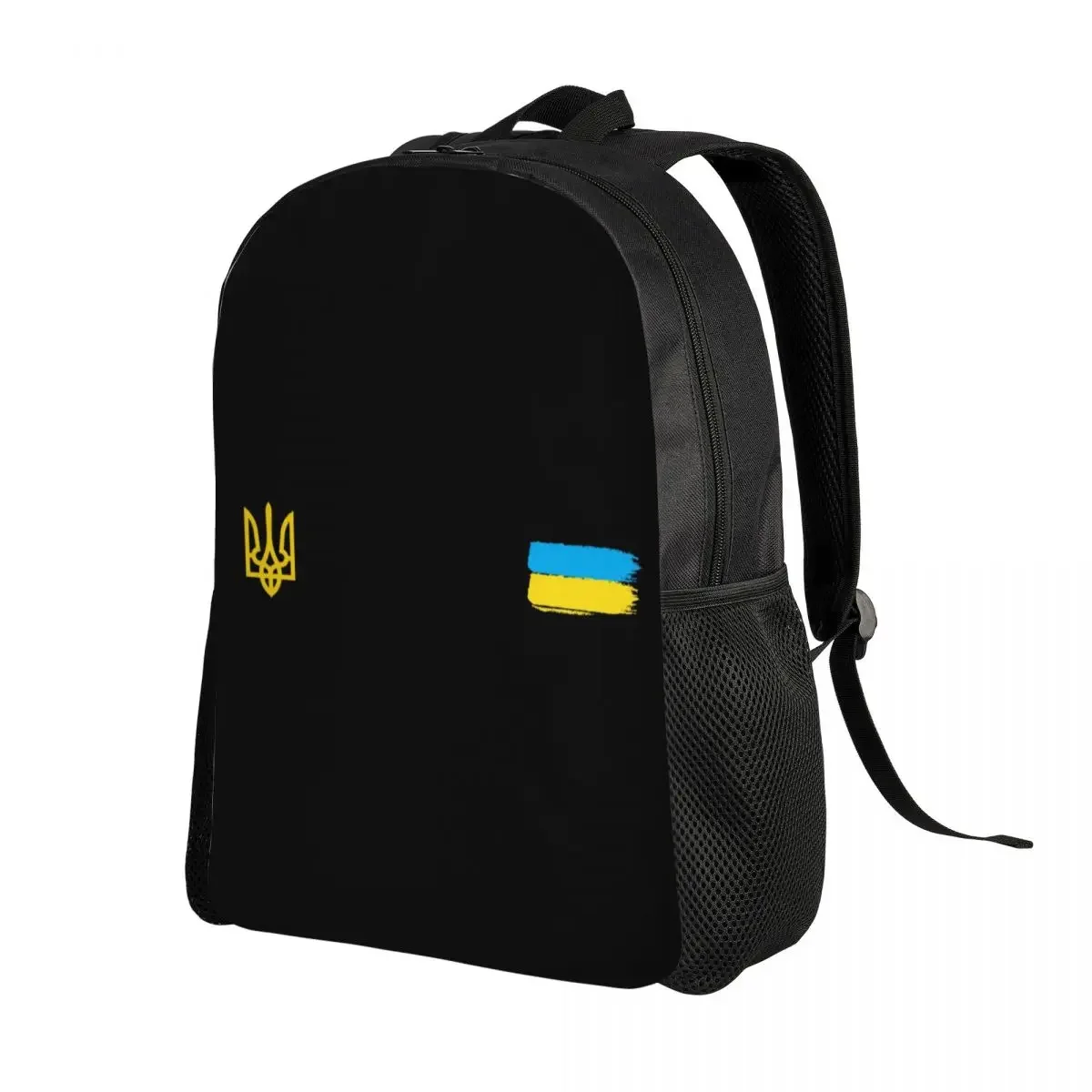 Ukrainian Flag Stripe Travel Backpack School Computer Bookbag Coat Of Arms Of Ukraine Tryzub College Student Daypack Bags