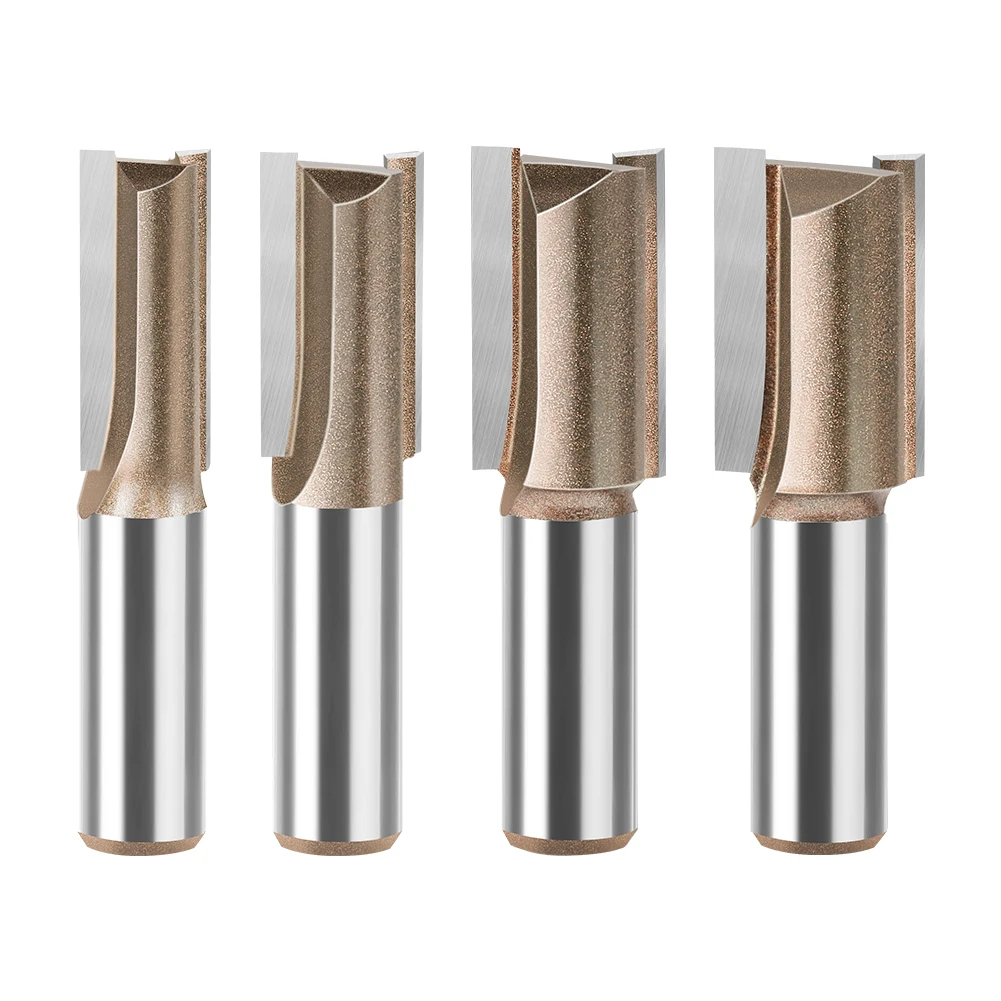 1-20Pcs 1/2inch Shank Professional Woodworking Straight Knife Alloy Trimming Machine Engraving Machine Router Bit 3-25mm Milling