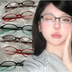 Retro Oval Glasses Girls Fashion Y2K Red Green Frame Reading Eyewear Decorative Computer Anti-blue Light Small Square Eyeglasses