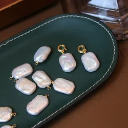 YWYC Big Square Shape Baroque Freshwater Pearl Pendant 14mmx20mm Universal Buckle Charms Pendant Jewelry Accessoriess