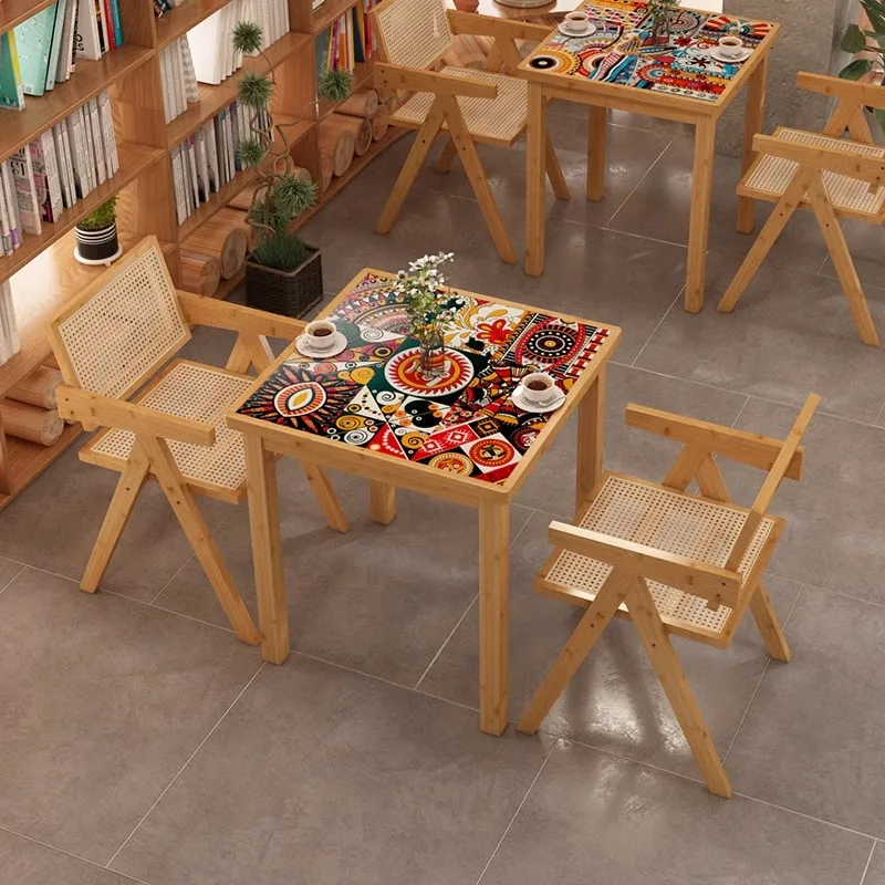 

Small-sized furniture, living room bedroom Chairs, Square Table for Balcony Bar with Raised Design