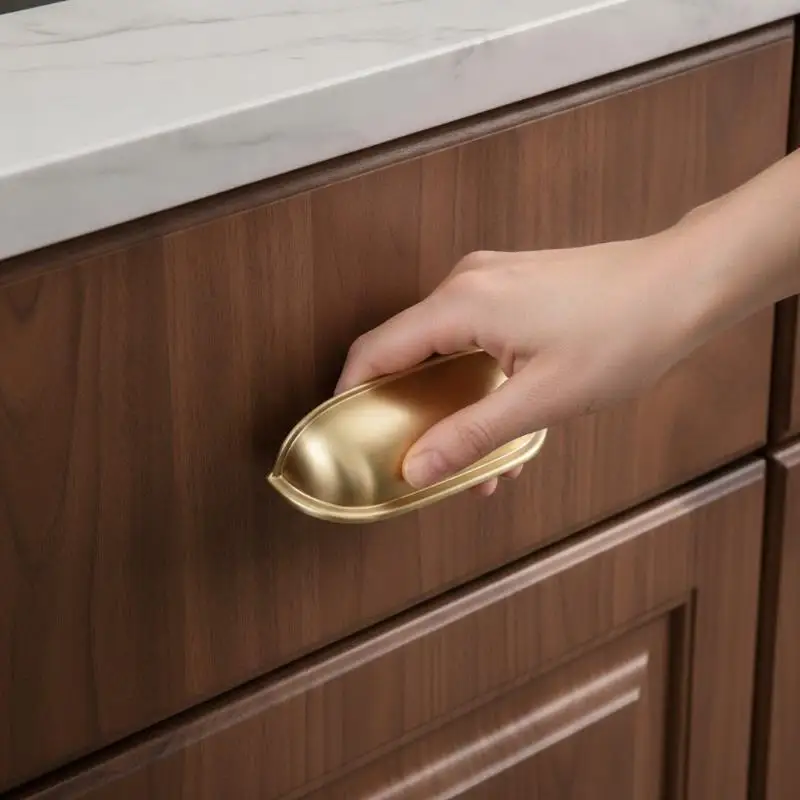 Shell Design Cabinet Pull Nickel Brushed French Style Wardrobe Door Drawer Handle for Kitchen Furniture Upgrade