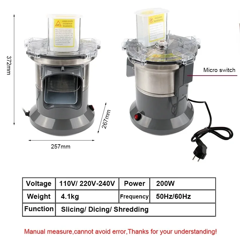 Commercial Multifunction Vegetable Chopper Slicer Shredder Automatic Potato Dicing/Shredding Machine Dicer Grinder Radish Cutter