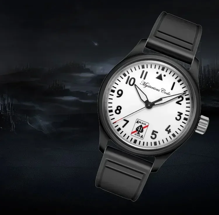 Mysterious Code Watch For  Men Ceramic Pilot SW200 Movement Automatic Mechanical Sapphire Glass Rubber Strap Super Luminous