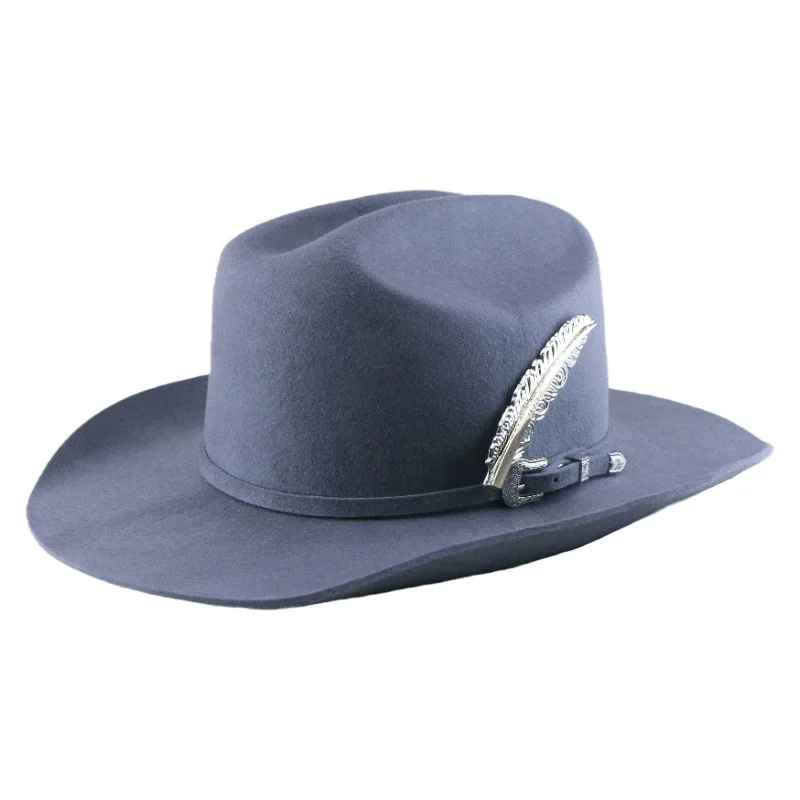 Men’s and Women’s Fashionable Feathered Western Cowboy Hats, Wool Cowboy Hats, Sun-Protective Jazz Hats, and Sun Hats