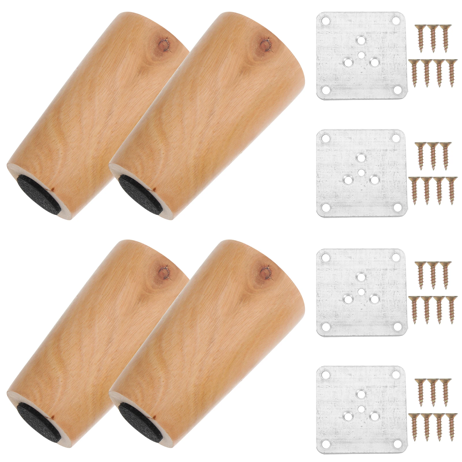 

4pcs Solid Wood Furniture Legs Durable Polished Replacement Sofa Bed Table Cabinet Feet Multifunctional Easy Install