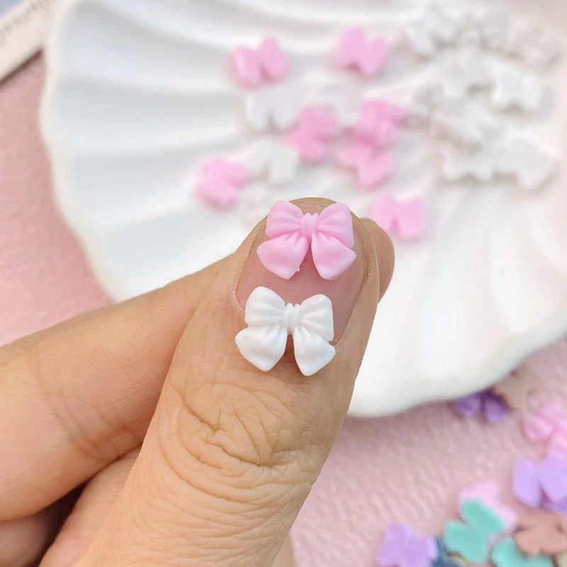 100Pcs New Mixed Nail Art Resin Mini Bow Designer Charms Rhinestones DIY Craft For Nail 3D Decorations